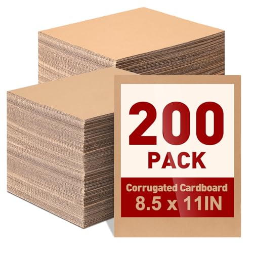 200 Pack 8.5x11 Inch Corrugated Cardboard Sheets Flat Cardboard Paper Inserts for Shipping Mailing Packing DIY Crafts