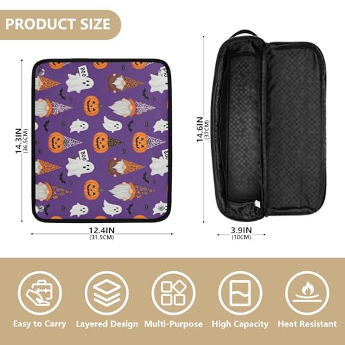 Bolsa de viaje para herramientas de cabello para mujeres con tapete resistente al calor y cierre impermeable con patrón de fantasmas de Halloween miniatura 4