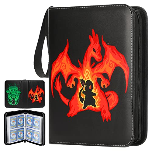 Card Binder for Pokemon Cards, 4-Pocket Pages Sleeves Trading Card Binder Holder Collector Album Book Protectors, Display Storage Carrying Case for TCG