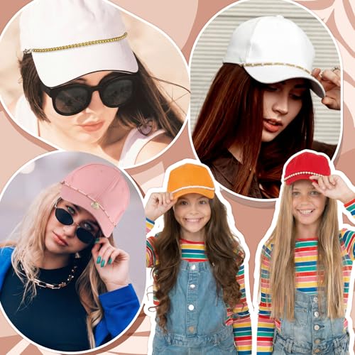 Image of Geyoga 9 Pcs Trucker Hat Chains Trucker Hat Charms Women Man Bill Decoration Detachable DIY Metal Chain for Mesh Baseball Cap(Gold White,Starfish Seashells)
