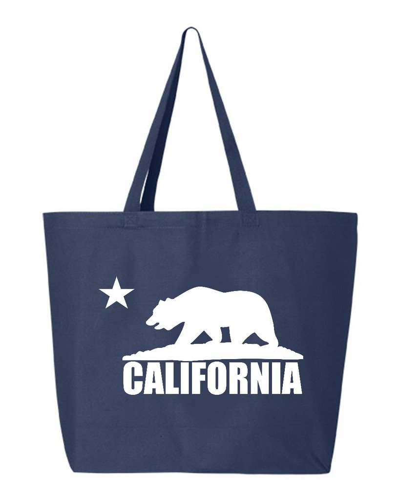 shop4ever Cali White Bear Heavy Canvas Tote California Republic Reusable Shopping Bag Jumbo