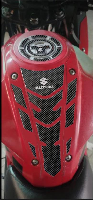 Image of Bike Tankpad Compatible for Suzuki Gixxer, Black and Grey Design (A)