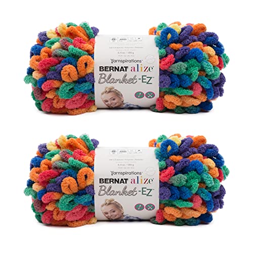 Image of Bernat Alize Blanket-EZ Chunky Yarn for Hand Knitting Bright Rainbow 2-Pack