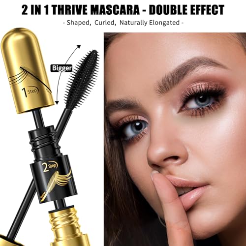 2 in 1 4D Silk Fiber Lash Mascara Waterproof - Mother's Day Gifts for Women Mom, Natural Long Lasting Mascara Black Volume and Length, Smudge-proof Mascara, Thickening Lengthening Mascara No Clumping - Image 4