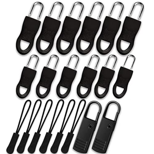 Image of HASTHIP® 20pcs Zip Puller Zipper Pulls Replacement Kit, Universal Jacket Zipper Chain, Removable Zip Puller Tab for Bags, Purses, Luggage, Backpacks, Boots, Tents (3 Styles, 4 Sizes)