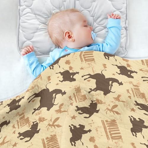 Image of Baby Swaddle Blanket for Boys Girls Soft Warm Stroller Throw Blanket for Newborn Infant Toddler 30X40in Cowboy Rodeo