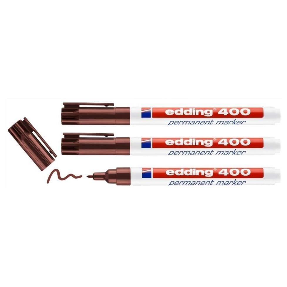 Edding - Set of 3 permanent markers, 400, fine tip, 1 mm, brown