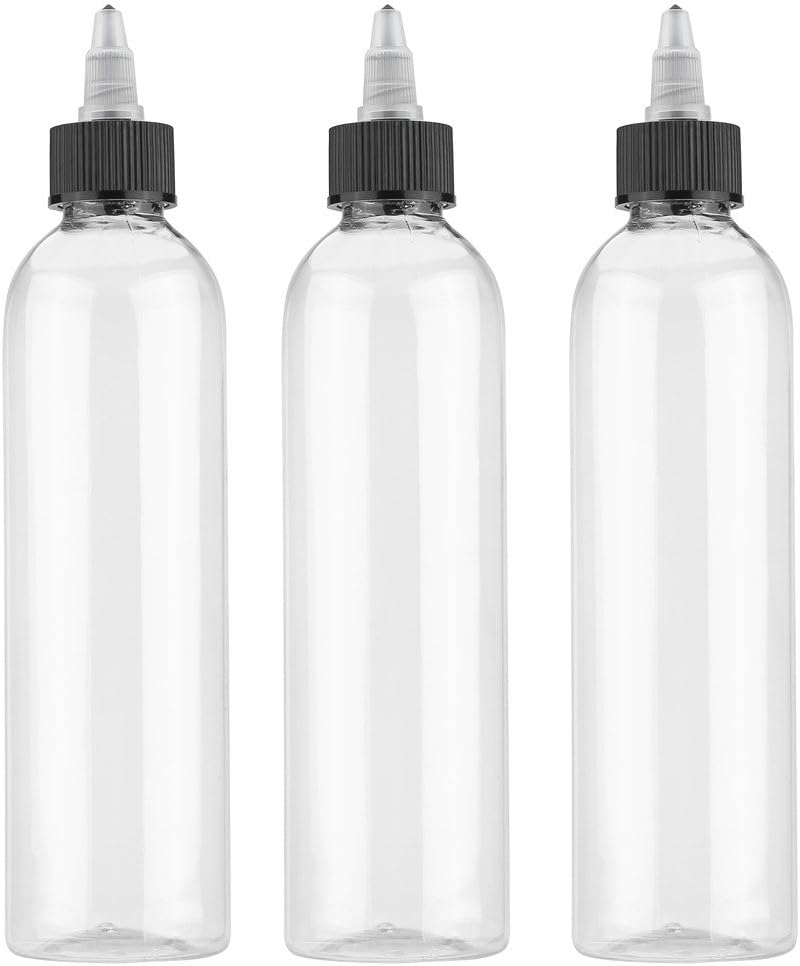 3 Pcs 250ml Empty Tattoo Ink Bottles, Empty Plastic Twist Cap Bottles