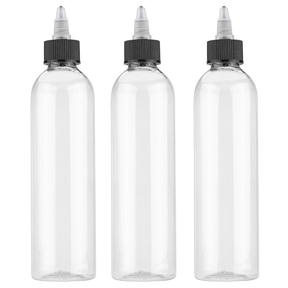 Tattoo Ink Bottle Set 3pcs 250ml Empty Plastic Tattoo Pigment Bottles Transparent Squeeze Bottle Rotary Spray Bottle for Professional Tattoo Artists Easy Refill Use