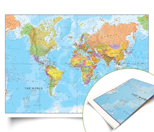 Maps International - Weltkarte (84.1cm (w) x 59.4cm (h) - gefaltetes format)