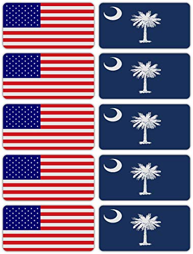 (x10) 3M Reflective South Carolina and US Flag Stickers | Versatile Safety Decals | Hard hats, laptops, bikes, toolboxes