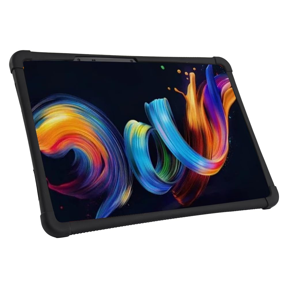 4 Cornors - Funda de silicona a prueba de golpes compatible con tablet Fro TCL NxtPaper 11 Plus 11.5 (9469x) con soporte plegable, protección completa (TCL NxtPaper 11 Plus 11.5 (9469x) negro)