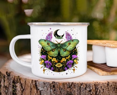 Taza de camping esmaltada Loftipop Mystic Moth 16oz miniatura 4