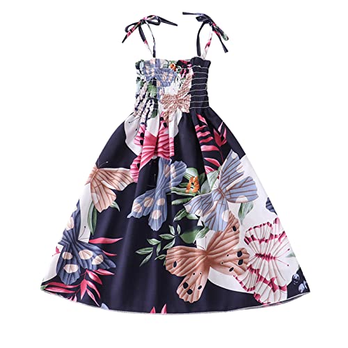 Vestido para niños y niñas, floral, bohemio, sin mangas, vestido de playa, vestido de princesa, falda brillante para niños, Negro , 2 años