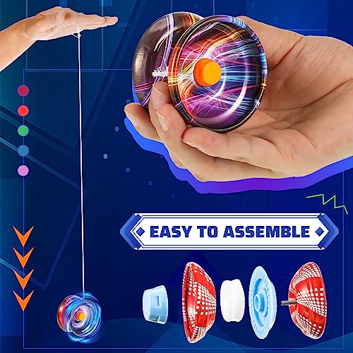 Lenwen LENWEN-RESPONSIVE YOYO-203 50 Pcs Alloy Responsive Ball Colorful Responsive Yoyo Bulk Metal Beginner String Trick Ball Adults Players Auto Return Technology Ball thumb #2