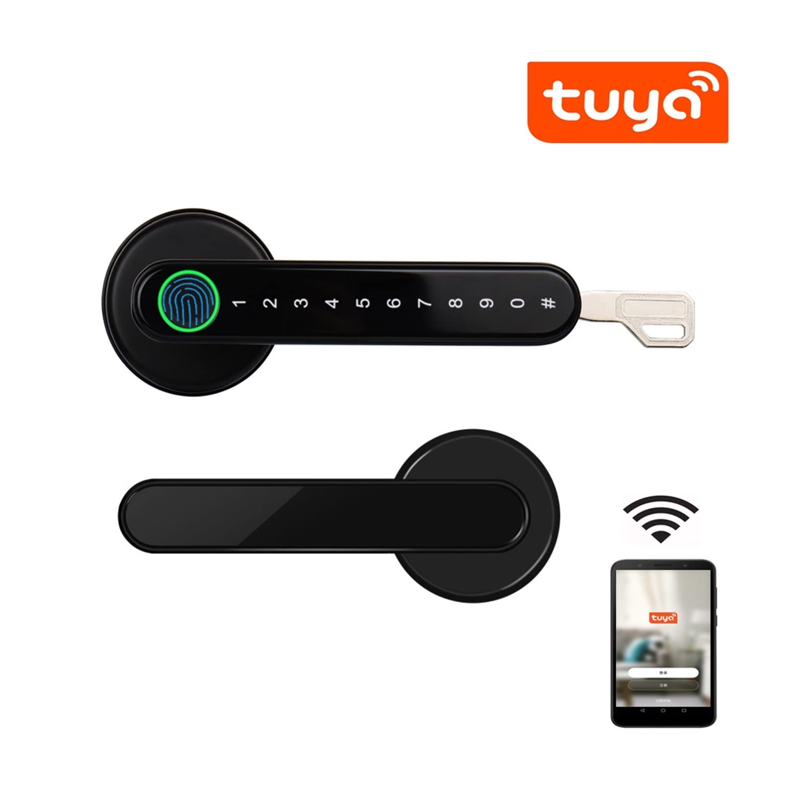 Serratura Smart, Tuya Smartlife APP Telecomando compatibile con Blocco biometrico intelligente for impronte digitali for porte in metallo in legno for interni ,Smart Lock Facile da Installare(C6 Tuya