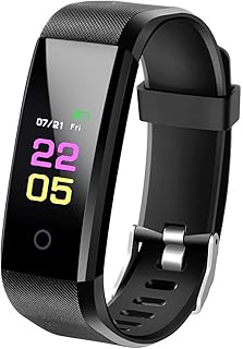 DSLIHA Fitness Tracker with Heart Rate, IP67 Waterproof Activity Tracker with Pedometer Step Counter Watch and Sleep Monitor Calorie Counter Watch, Slim Smart Bracelet for Kids Women Men - black
