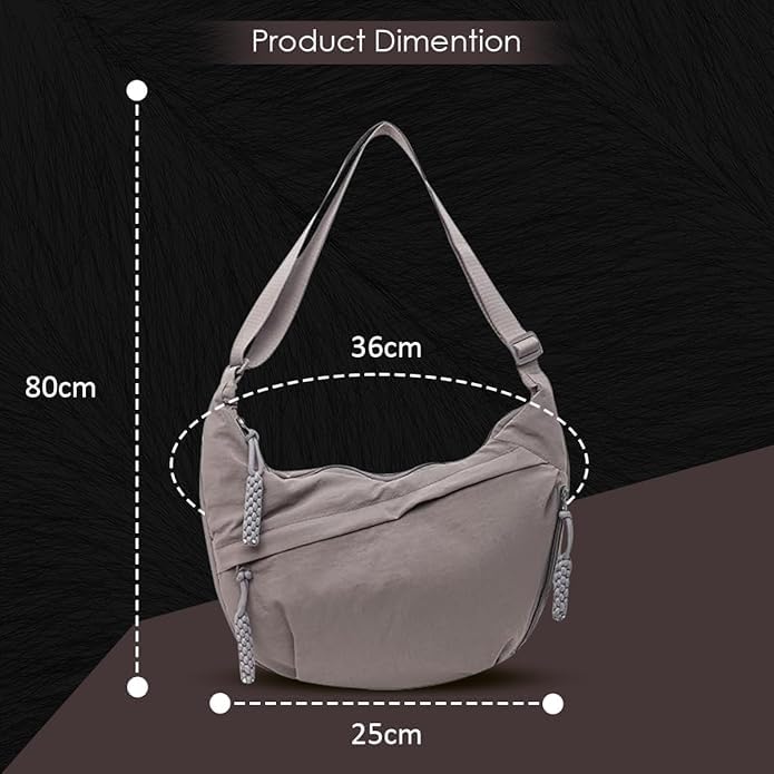 Image of Stvin Crossbody Travel Sling Bags for Women and Men, Crescent Shoulder Purse Bag with Zipper & Adjustable Strap, Half - Moon Shaped Waist Bag, Unisex Chest Bag - Nylon Fabric