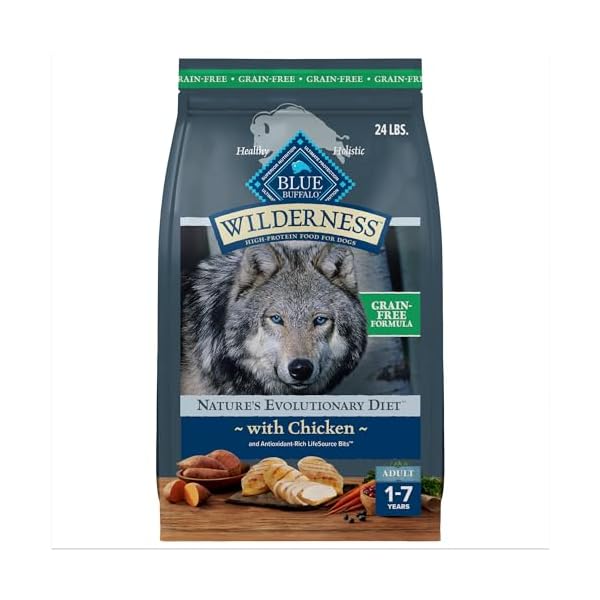 Blue Buffalo Wilderness Adult Hochprotein-Trockenfutter für Hunde mit echtem Huhn, getreidefrei, natürlichen Inhaltsstoffen, Huhn, 10,9 kg Beutel