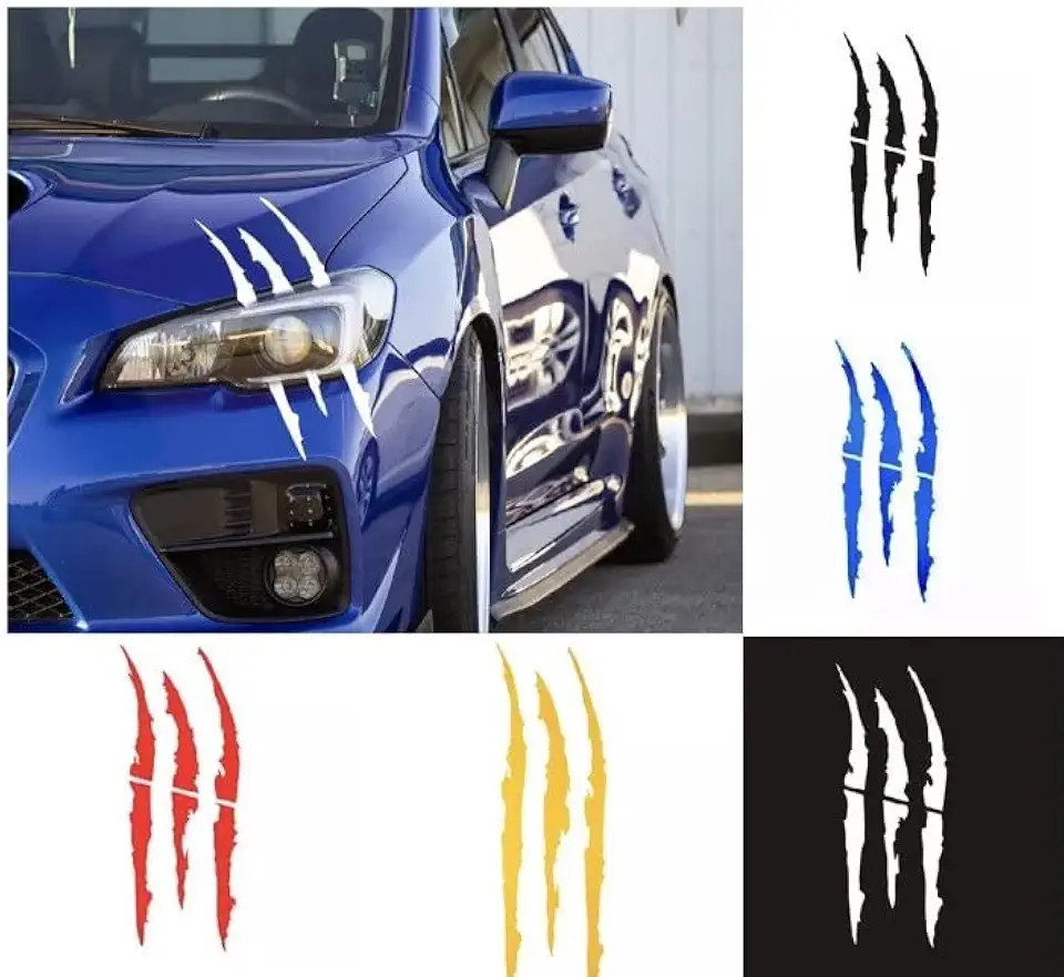 Car Sticker Reflective Monster Claw Scratch Marks Headlight Bumper Waterproof Sticker (White)