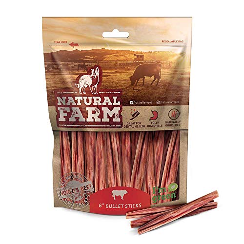 Natural Farm Made and Packaged 6-Inch Long Gullet Sticks 25-Pack, Odorless, One Ingredient