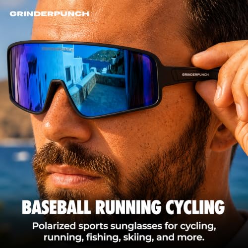 Image of grinderPUNCH Running Baseball Sunglasses for Men Women Sports Cycling Glasses Softball Sunglasses UV400 Protection