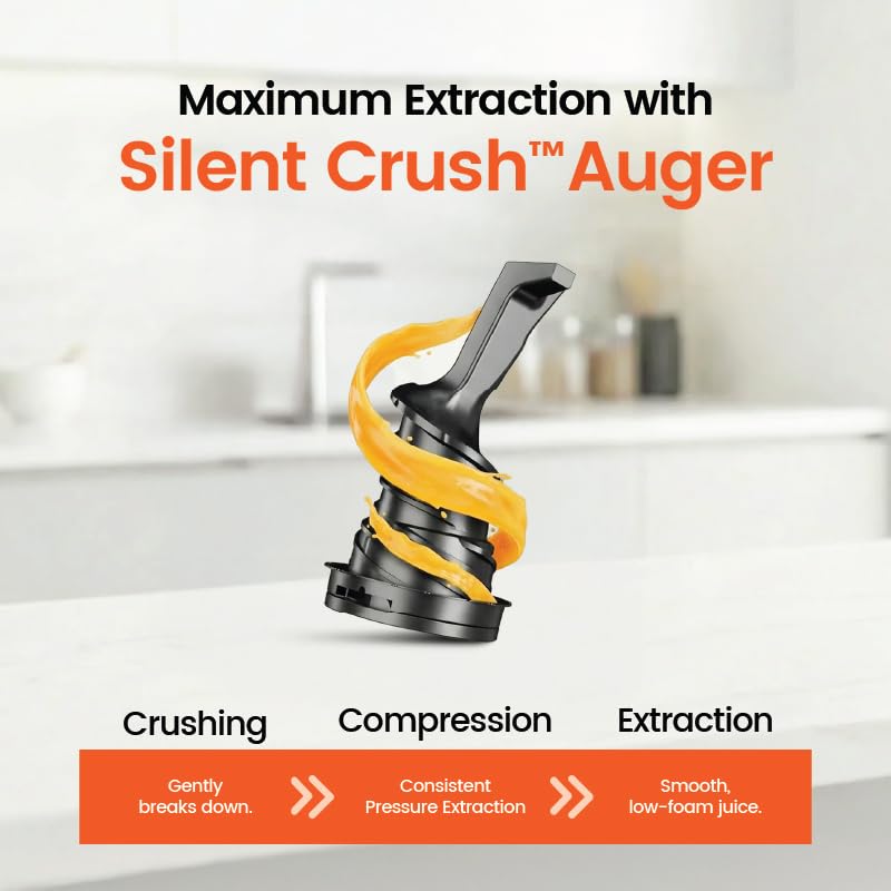 Image of DYLECT Nutri Pro Cold Press Juicer for Home | 140mm Wide Chute | Powerful AC Motor | Silent Operation <58dB | Advanced Safety Features | Quick Assembly & Easy Cleaning | All Types:Hard, Soft & Leafy