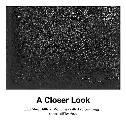 Coach Slim Bifold in Sport Calf, Black, One Size4