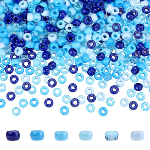1000pcs Blue Pony Beads Bulk for Friendship Bracelets Hanukkah Winter Craft