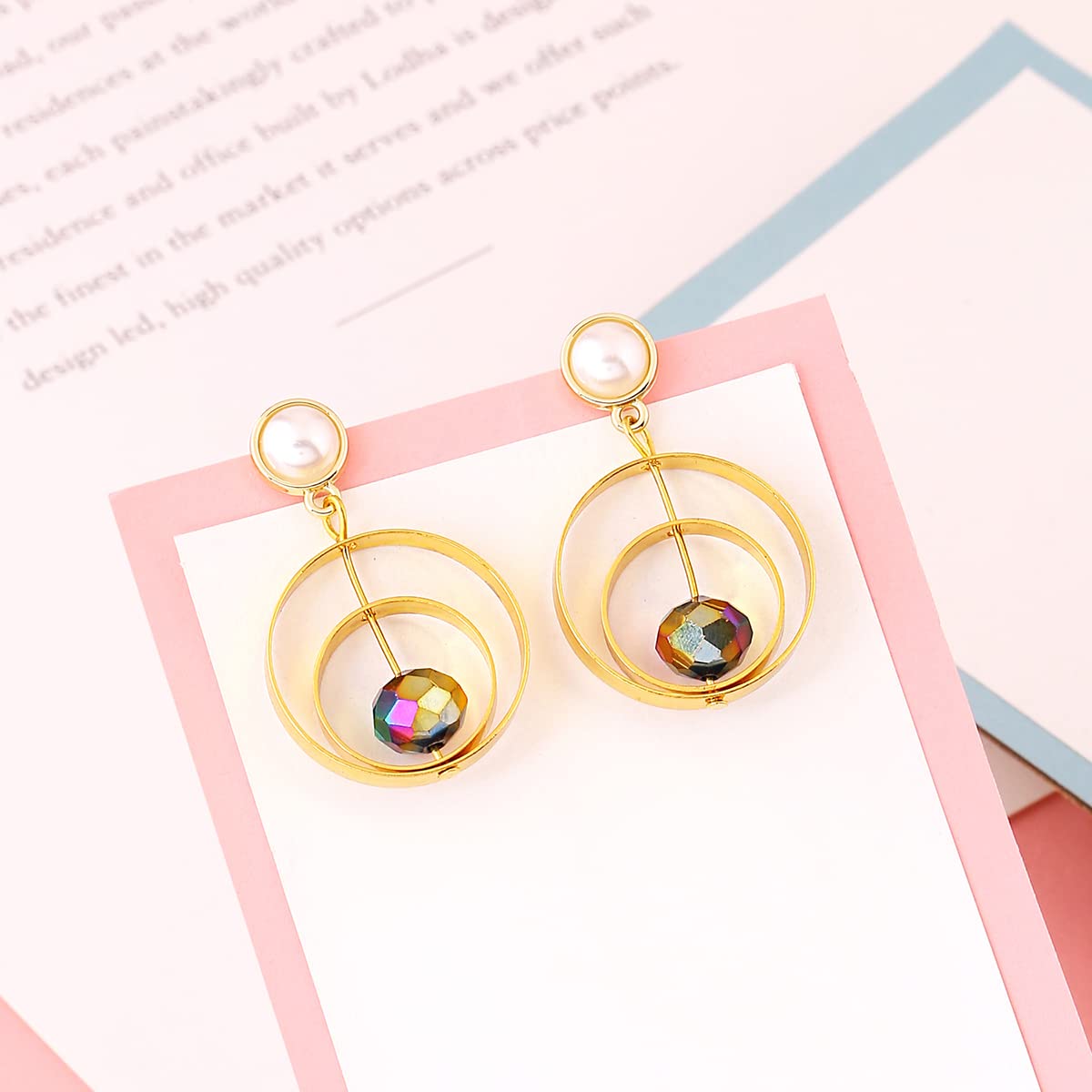 Multicolor Crystal Circle Drop Earrings