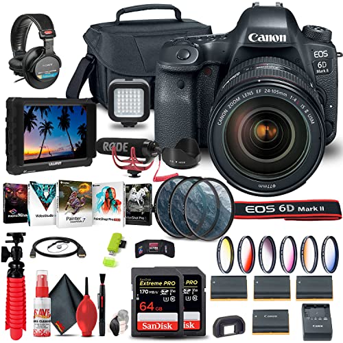 Cámara DSLR Canon EOS 6D Mark II con lente 24-105mm f/4