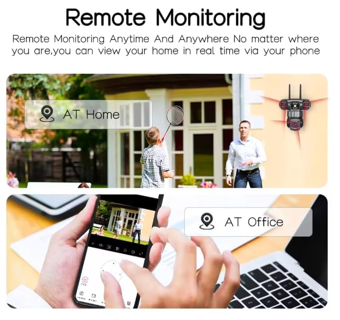 Image of DDLC 6MP Triple Lens PTZ CCTV Camera for Outdoor Security | 360 View | Color Night Vision | Motion Detection | Two Way Audio | Automatic Alert | Wireless Home Security with Mobile App V380 Pro