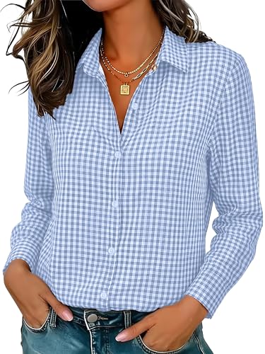Image of Soft Wrinkle-Free Button Down Stretch Shirts for Women, Breathable Moisture-Wicking Casual Work Dress Tops