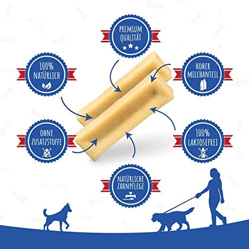 MERVELA® Kaukäse für Hunde | 2 * 170 Gramm | XXL | Käseknochen | Beschäftigung & Belohnung | Käsestangen | Harter Yak Käse Hund | Himalayan Cheese Bones | Langer Kauspaß