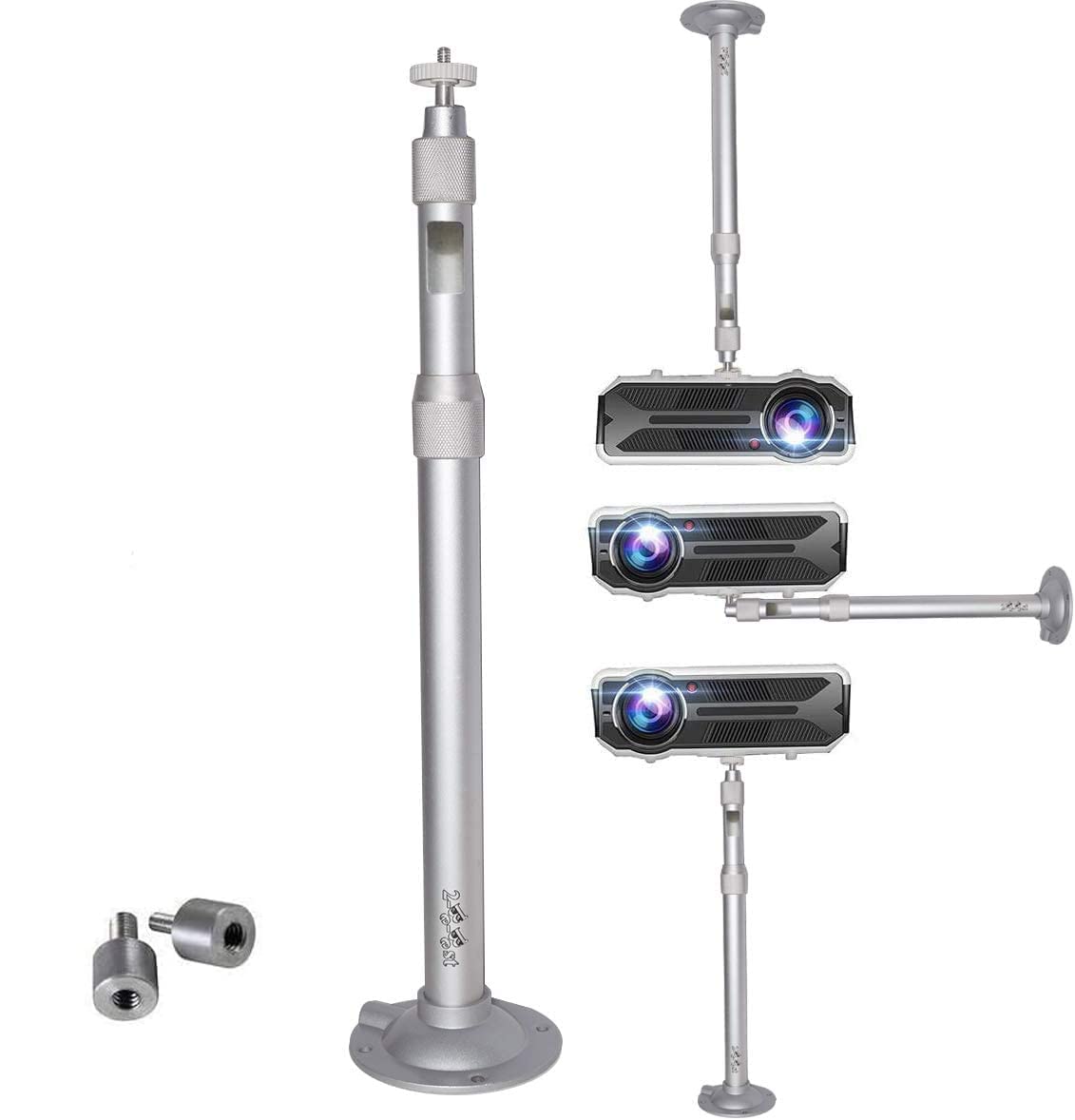 Photo 1 of Universal Projector Mount 14-23.7in/ 37-60 cm Height 360° Adjustable Projector Ceiling Mount Projector Wall Mount Silver for Projector CCTV DVR Camera Upgraded 14-24 in Silver