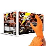 Atlantic Safety Products Orange Lightning Exam Gloves, Disposable, Powder-Free Nitrile Gloves, Orange, Medium, 1000-Ct