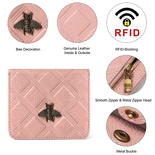Image of Womens Wallet RFID Blocking Small Compact Bifold Genuine Leather Pocket Wallet Mini Wallets for Women Ladies Purse