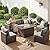 GREZJXC 7-Pieces Patio Furniture Sets Outdoor Sectional Sofa with 44'' Propane Rattan Wicker Firepit Table, Patio Sectional Conversation Set with Cushions for Backyard, Poolside, Garden Grey