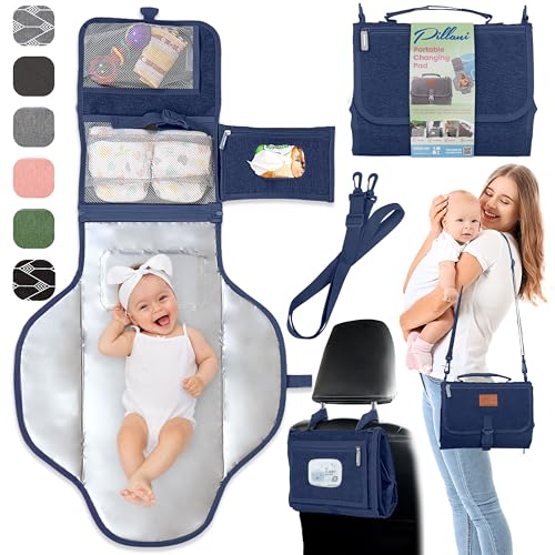 Image of Portable Changing Pad for Baby, Travel Diaper Changing Pad for Newborn, Large Waterproof Baby Changing Mat, Foldable & Detachable Diaper Changing Station with Baby Wipes Pockets Baby Stuff by Pillani