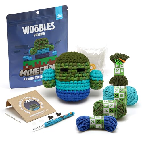 Image of The Woobles Minecraft Crochet Kit - Beginner Crochet Kit for Adults, Easy Knitting Kit with Woobles Yarn, DIY Crafts, Crochet Animals, Minecrafts, Gift for Gamers & Crafters (Zombie)