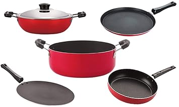 Nirlon nonstick Aluminium Utensils Set of 5 Pieces for Kitchen (2.6mm_FT12_CT_DKDM_Cass20_FP12)