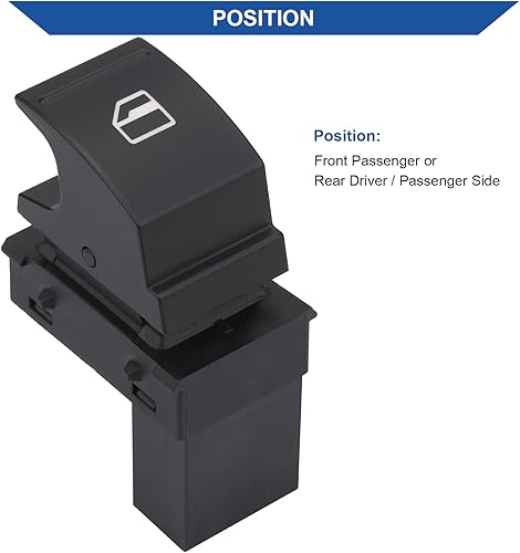 Miniatura 2 de Obaee Interruptor de control de ventana eléctrica para puerta, botón lateral del pasajero, compatible con VW Volkswagen Golf Caddy Rabbit EOS Jetta