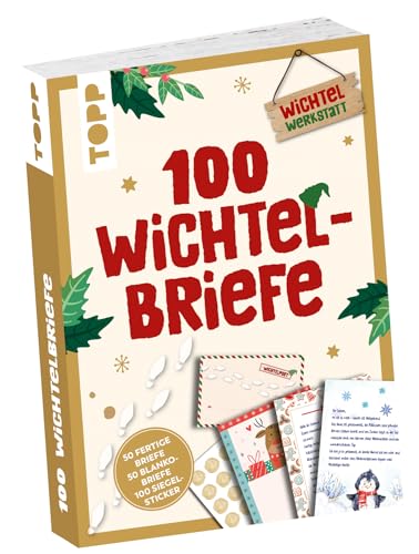 TOPP Wichtelbriefset: 100 Briefpapiere DIN A6 mit integrierten Umschlägen, 50 vorgeschriebene Briefe, Siegelsticker, viktorianisch oder klassisch, gelb