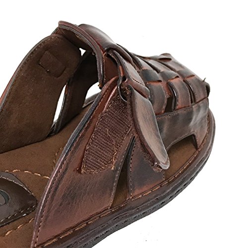 G4U-CTS Men's Sandals Adjustable Strap Closed Toe Slide Casual Fisherman Summer Flip Flops Shoes (7 D(M) US, Brown-008)3