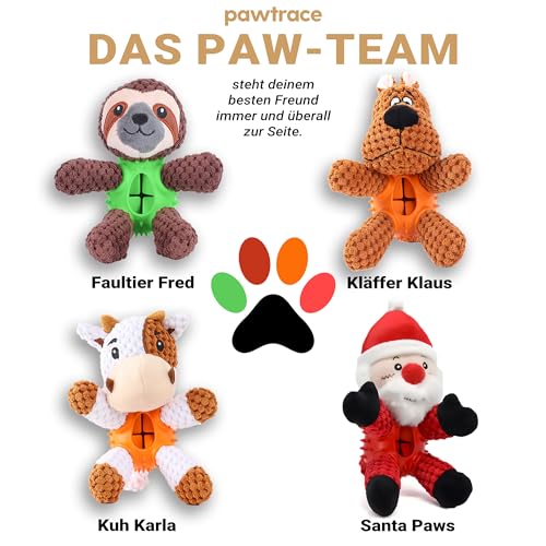 Pawtrace Hundespielzeug quietschendes interaktives Plüsch Spielzeug für Hunde (M, Faultier)