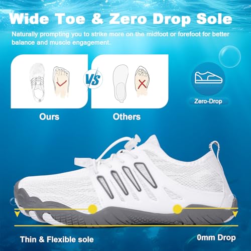 Hike Barefoot Water Shoes for Women Men, Quick-Dry Aqua Footwear Breathable Non-Slip Wide Toe Shoe for Beach Swim River Pool Lake Hiking Kayaking Surfing3