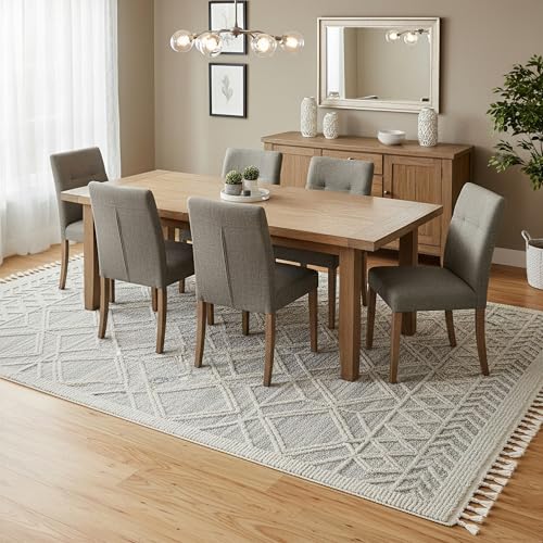 nuLOOM 8x11 Ansley Moroccan Tassel Area Rug, Light Grey, High-Low Textured Bohemian Design, Plush High Pile, Stain Resistant, For Bedroom, Living Room, Hallway, Entryway