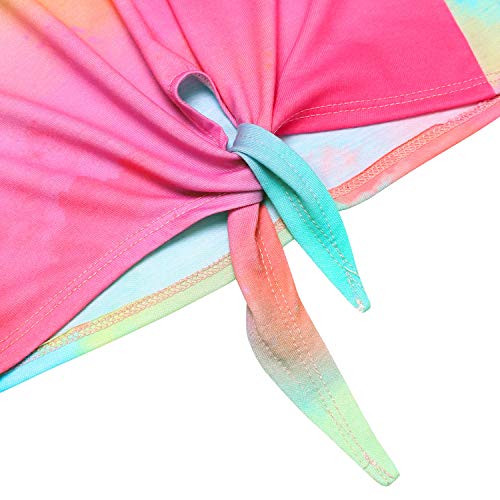 Image of JESKIDS Girls Short Sleeve Shirts Ruffle Tie Front Unicorn /Tie Dye Print Summer Tee Tank Tops 3-11 Years
