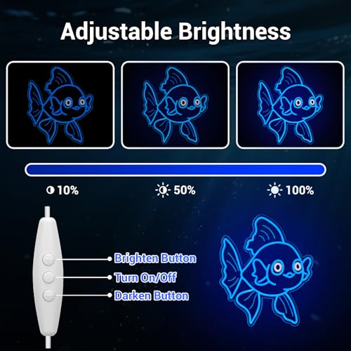 Image of Neon Signs for Wall Decor Lucky Blue Goldfish LED Signs for Wall Art Decor Ocean theme Restaurant Home Bar Kitchen Dining Bedroom Decor Christmas Gifts