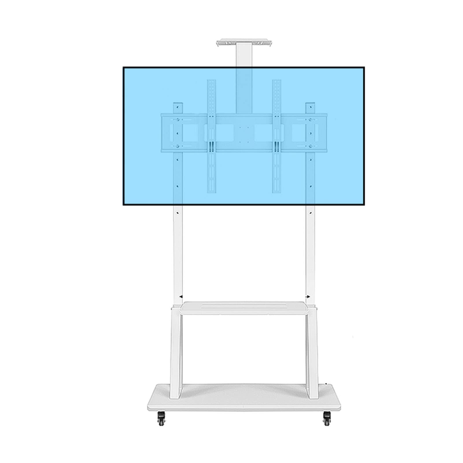 WDSOPK Mobile Tv Stand On Wheels - Height Adjustable Rolling Tv Cart Trolly with Tray Holds 50Kg, Portable Tv Stand with Brackets, for 32In-70In Screens, Max Vesa 600X400Mm (White 121)